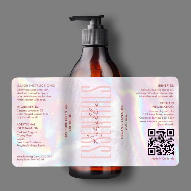 Modern Holographic Pink Bath Body Beauty Serum (Modern Pastel Holographic Pink Bath Body Beauty Label
)