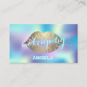 Modern Holographic Proffesional,Lips Makeup artist Business Card