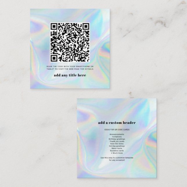 Modern Holographic QR Code Any Occasion Card (Front/Back)