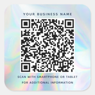 Modern Holographic QR Code Business Square Sticker