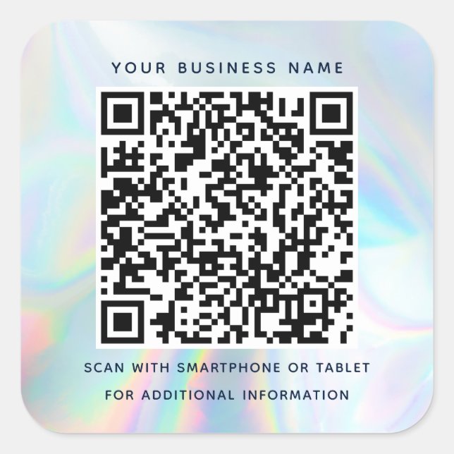 Modern Holographic QR Code Business Square Sticker (Front)