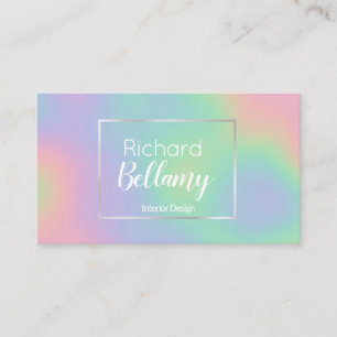 Modern Holographic Rainbow Effect Metal Frame Business Card
