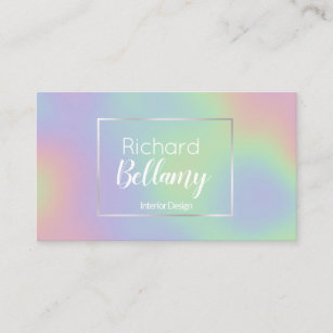 Modern Holographic Rainbow Effect Metal Frame Business Card