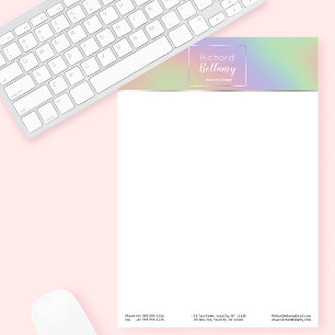 Modern Holographic Rainbow Effect Metal Frame Customized Letterhead