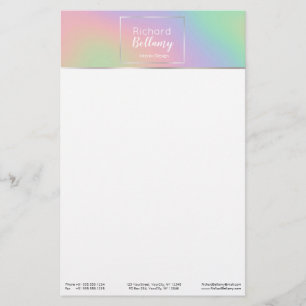 Modern Holographic Rainbow Effect Metal Frame Stationery