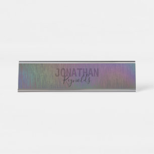 Modern Holographic Rainbow Metal - Desk Name Plate
