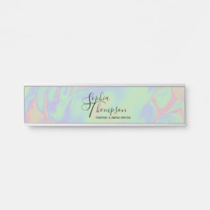 Modern Holographic Rainbow Pastel - Name Plate