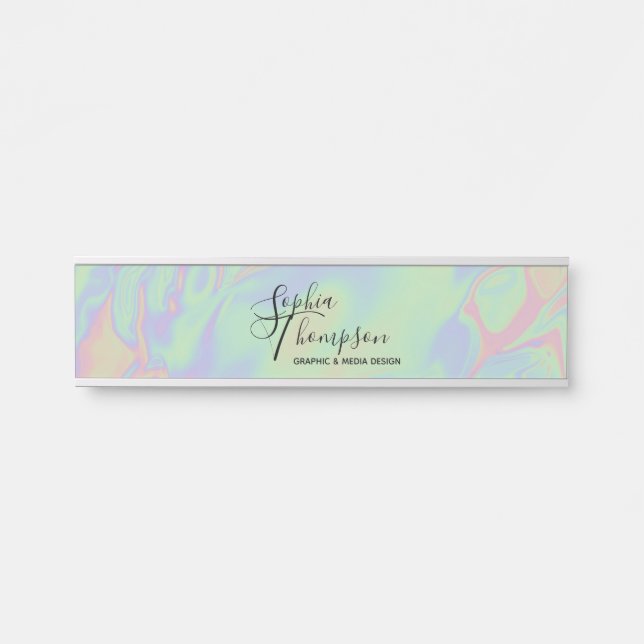 Modern Holographic Rainbow Pastel - Name Plate (Front)