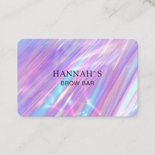 Modern Holographic Salon Business Card (Front)