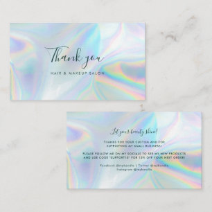 Modern Holographic Script Business Thank You Card