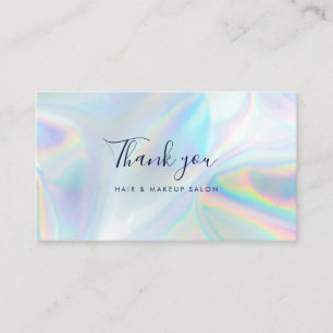 Modern Holographic Script Business Thank You Card
