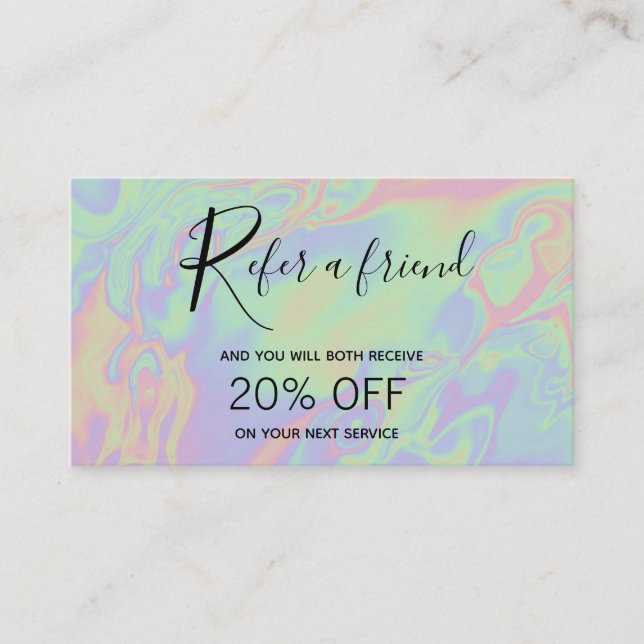 Modern Holographic Script Pastel - Referral Card (Front)