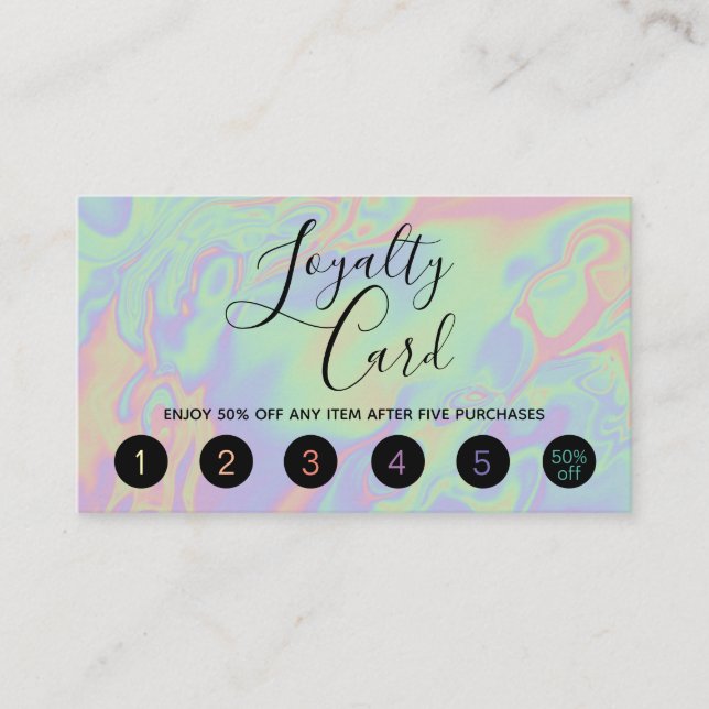 Modern Holographic Script Rainbow Pastel Loyalty (Front)