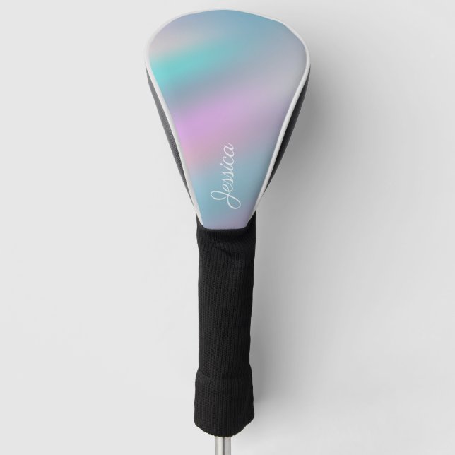 Modern Holographic Style Rainbow Pastel Customise Golf Head Cover (Front)