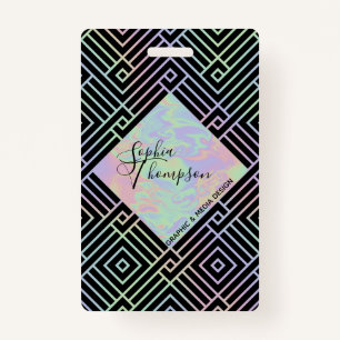 Modern Holographic Symmetric Pattern - Badge ID Badge