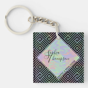 Modern Holographic Symmetric Pattern - Keychain
