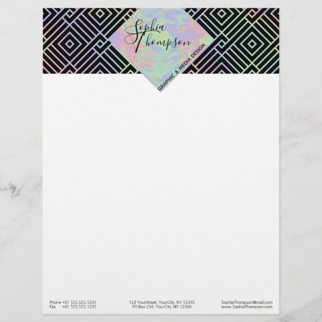 Modern Holographic Symmetric Pattern - Letterhead (Front)