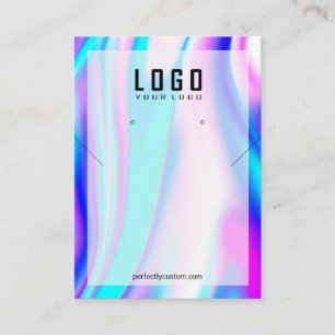 Modern Holographic Unicorn Necklace Earrings Business Card