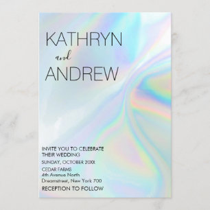 Modern Holographic Wedding Invitation