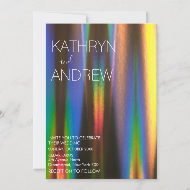 Modern Holographic Wedding Invitation (Front)