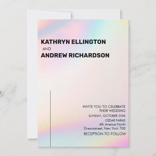Modern Holographic Wedding Invitation (Front)