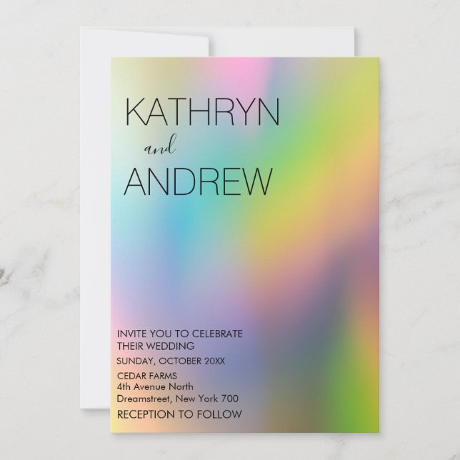Modern Holographic Wedding Invitation (Front)