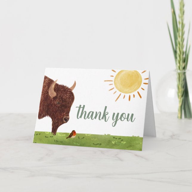 Modern Holy Cow Highland Farm Animal Baby Shower  Thank You Card (Front)