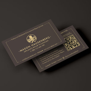 Modern Home Appliance Repair Technician Espresso Business Card