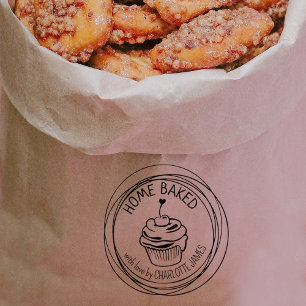 Modern Home Baked Cupcakes  Rubber Stamp