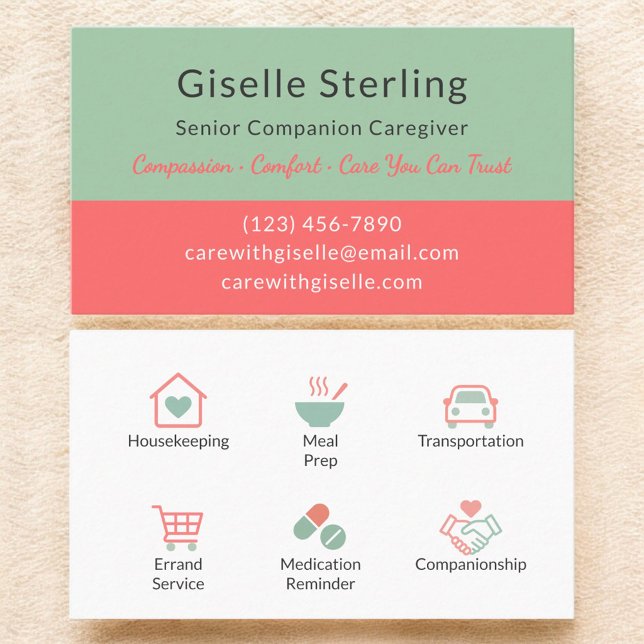 Modern Home Care and Senior Services Business Card (Creator Uploaded)