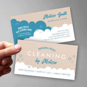 Modern Home Cleaning Services Blue & Beige Business Card