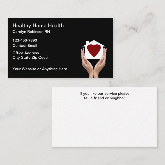 Modern Home Health Medical Business Cards (Front/Back)
