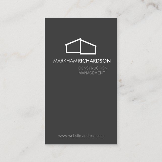 Modern Home Logo II Construction, Realtor Dk Grey Business Card (Front)