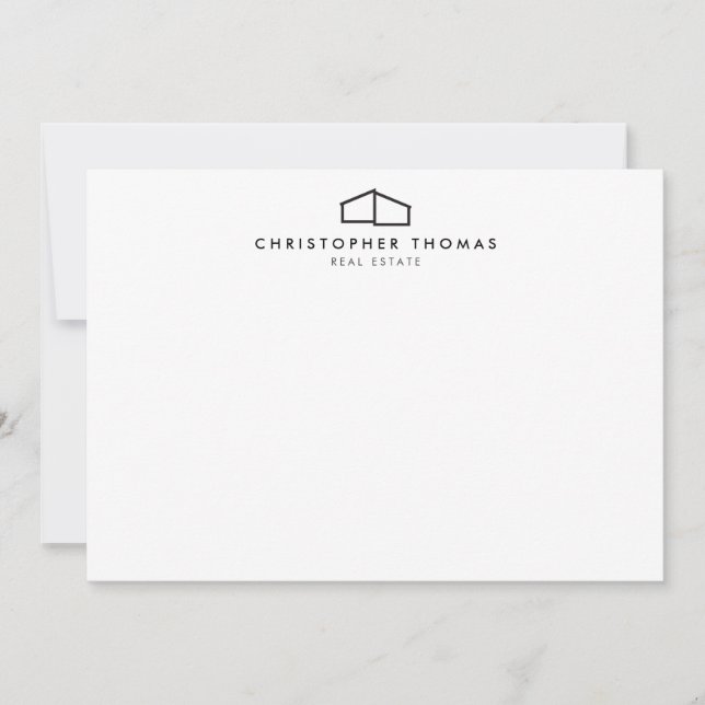 Modern Home Logo in Black Flat Note Card (Front)