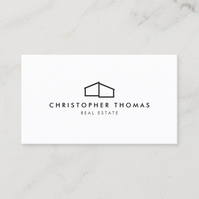 Modern Home Logo in Black for Real Estate, Realtor Business Card (Front)