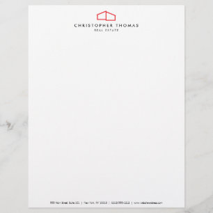 Modern Home Logo in Red Personalised Letterhead