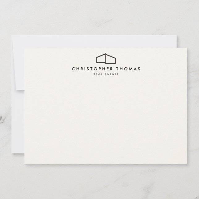 Modern Home Logo Ivory/Black Flat Note Card (Front)