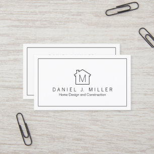 Modern Home Logo Monogram Minimalist Plain Elegant Business Card