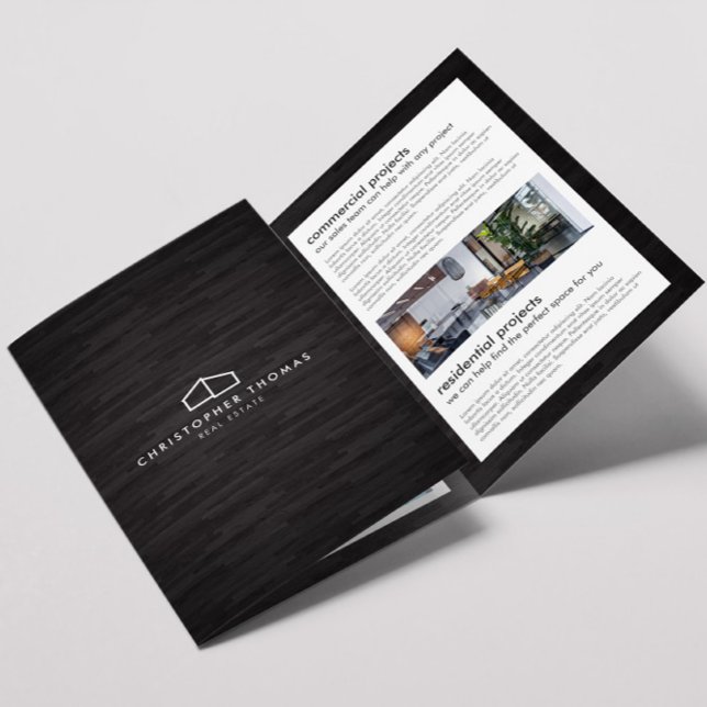 Modern Home Logo Real Estate Dark Wood Brochure (Creator Uploaded)
