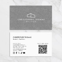 Modern Home Logo Real Estate Grey Linen QR code