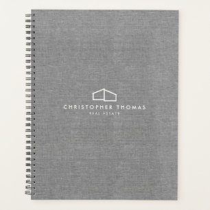 Modern Home Logo Real Estate, Realtor Grey Linen Planner