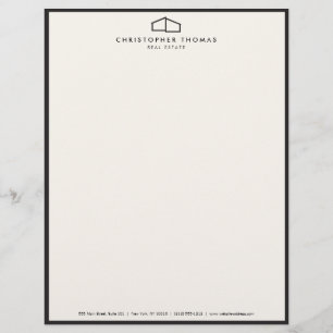 Modern Home Logo Real Estate, Realtor Ivory/Black Custom Letterhead