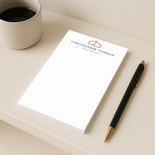 Modern Home Logo Red/Black Real Estate, Realtor Post-it Notes (Creator Uploaded)