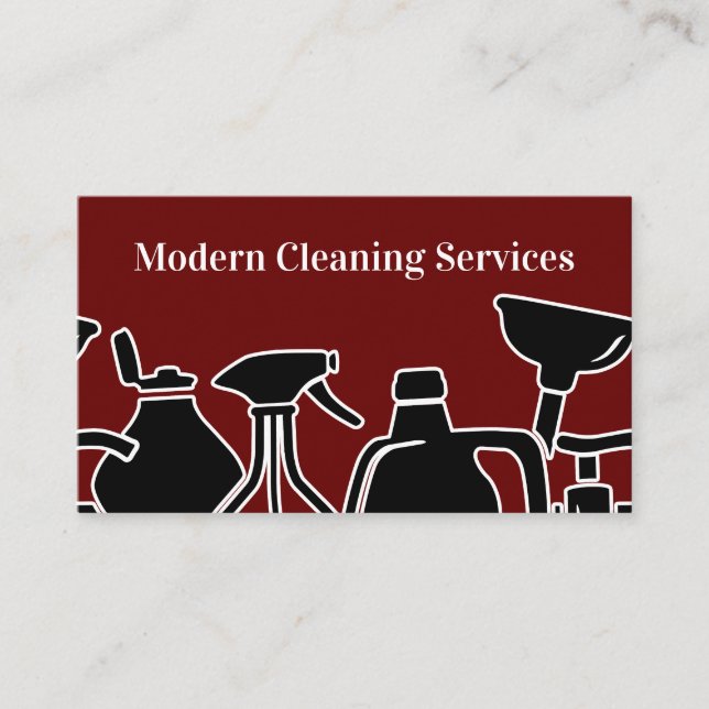 Modern Home Office Cleaning Services Business Card (Front)