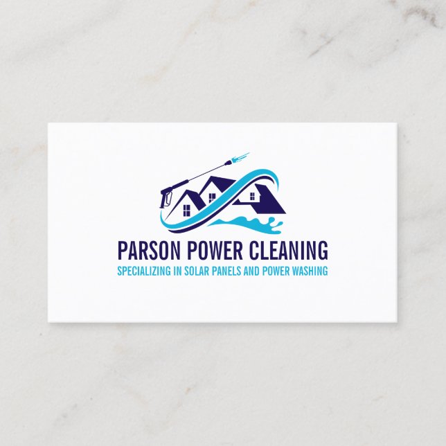Modern Home Power Washing Logo Business Card (Front)