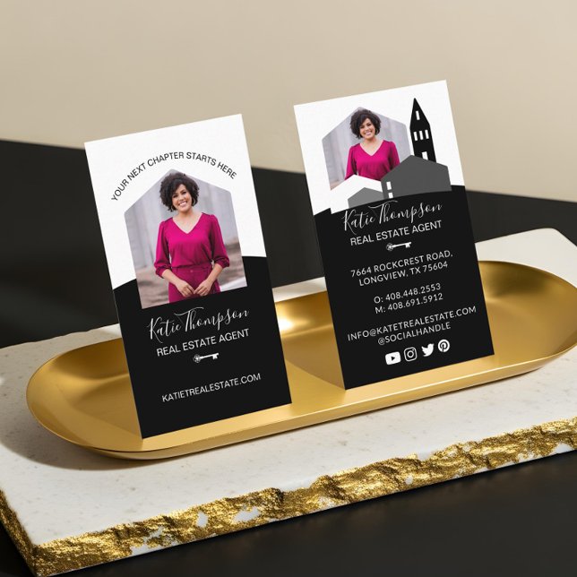 Modern Home Professional Real Estate Agent Photo Business Card (Minimal Professional Real Estate Agent Photo Logo Business Card2)