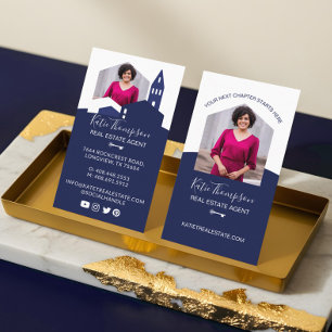 Modern Home Professional Real Estate Agent Photo Business Card