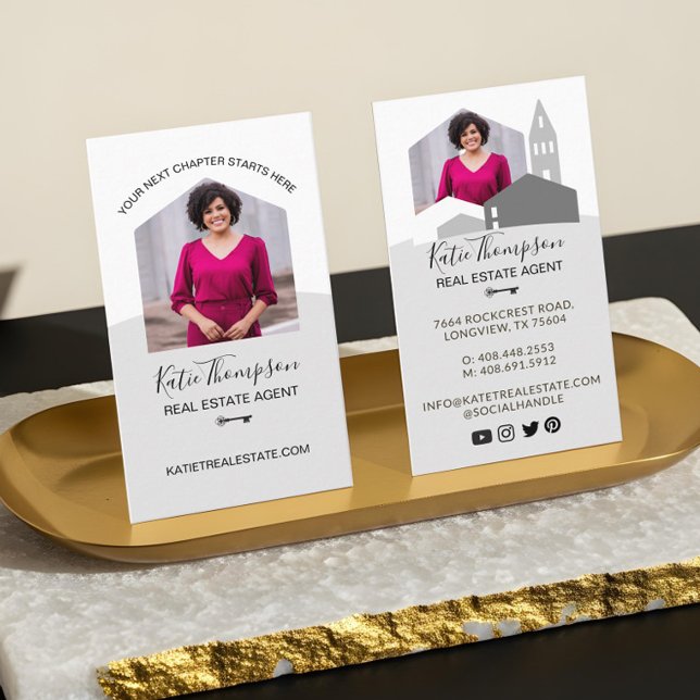 Modern Home Professional Real Estate Agent Photo Business Card (Minimal Professional Real Estate Agent Photo Logo Business Card1)