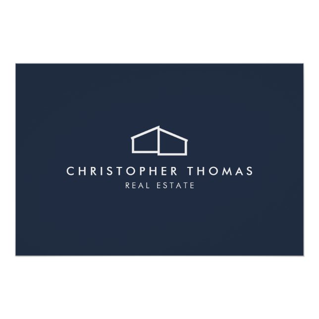 Modern Home Realtor Navy Blue Logo Download Poster (Front)