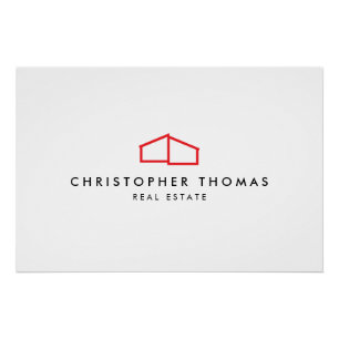 Modern Home Realtor Red Logo Download Poster